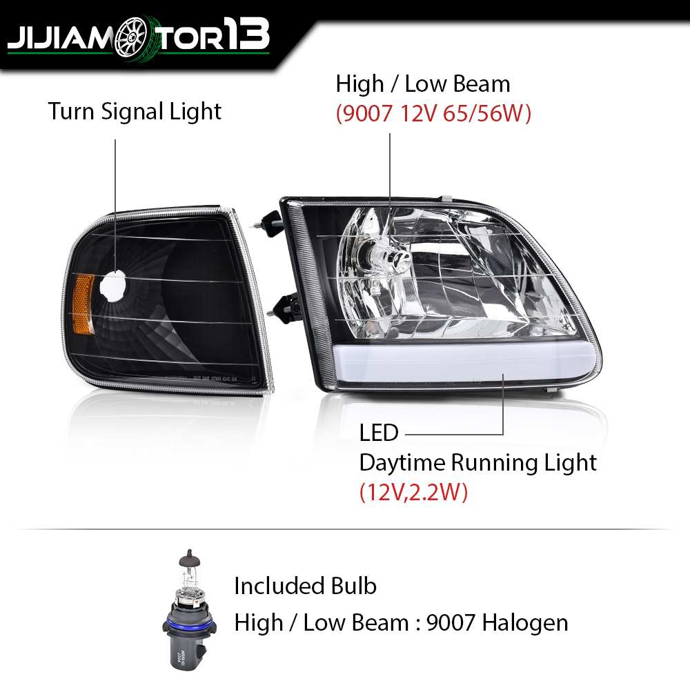 thumbnail image 2 of Plug-and-Play LED Headlights + Corner Lights For Ford F-150 & Expedition (97-04) | Clear Lens, Black Housing 2 of 6
