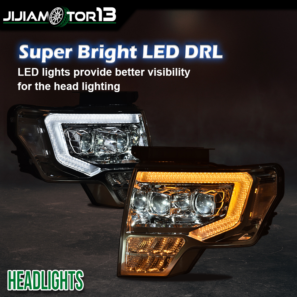 Fit For 2009-2014 Ford F-150 F150 2PCS Chrome Dual LED Projector Headlights DRL - Bild 6 von 13