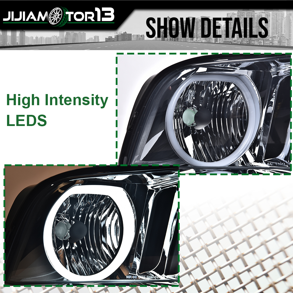 Carcasa cromada lente de humo faros halógenos lámpara apta para Ford Mustang 2005-2009 - Imagen 12 de 12