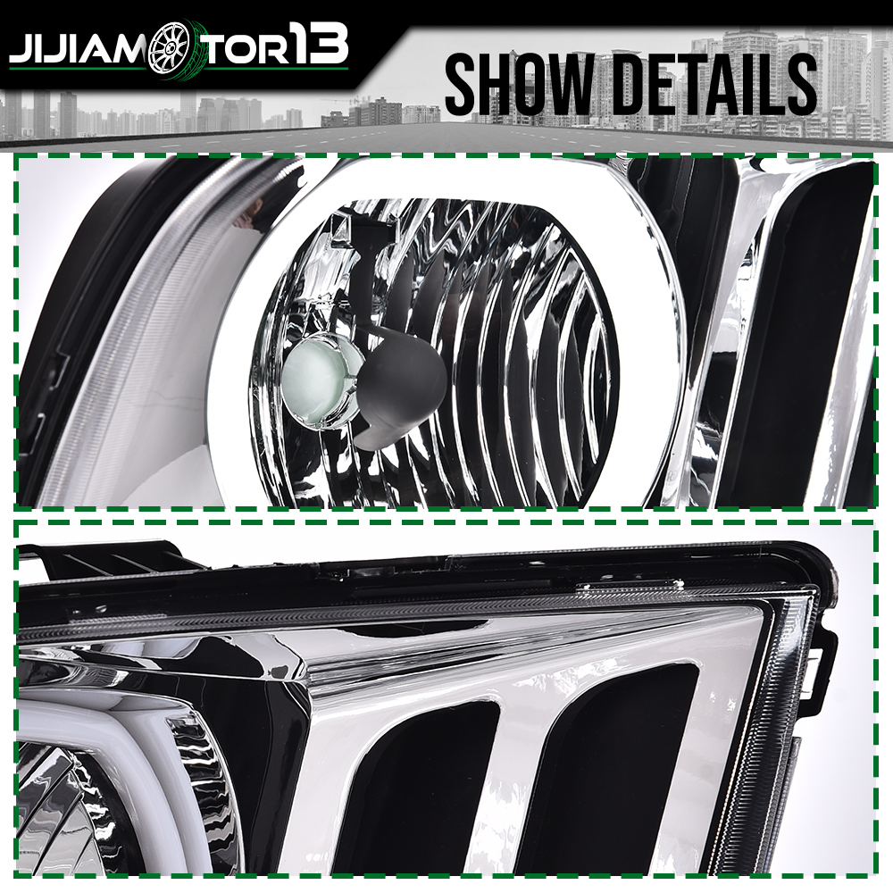 Carcasa cromada lente de humo faros halógenos lámpara apta para Ford Mustang 2005-2009 - Imagen 7 de 12
