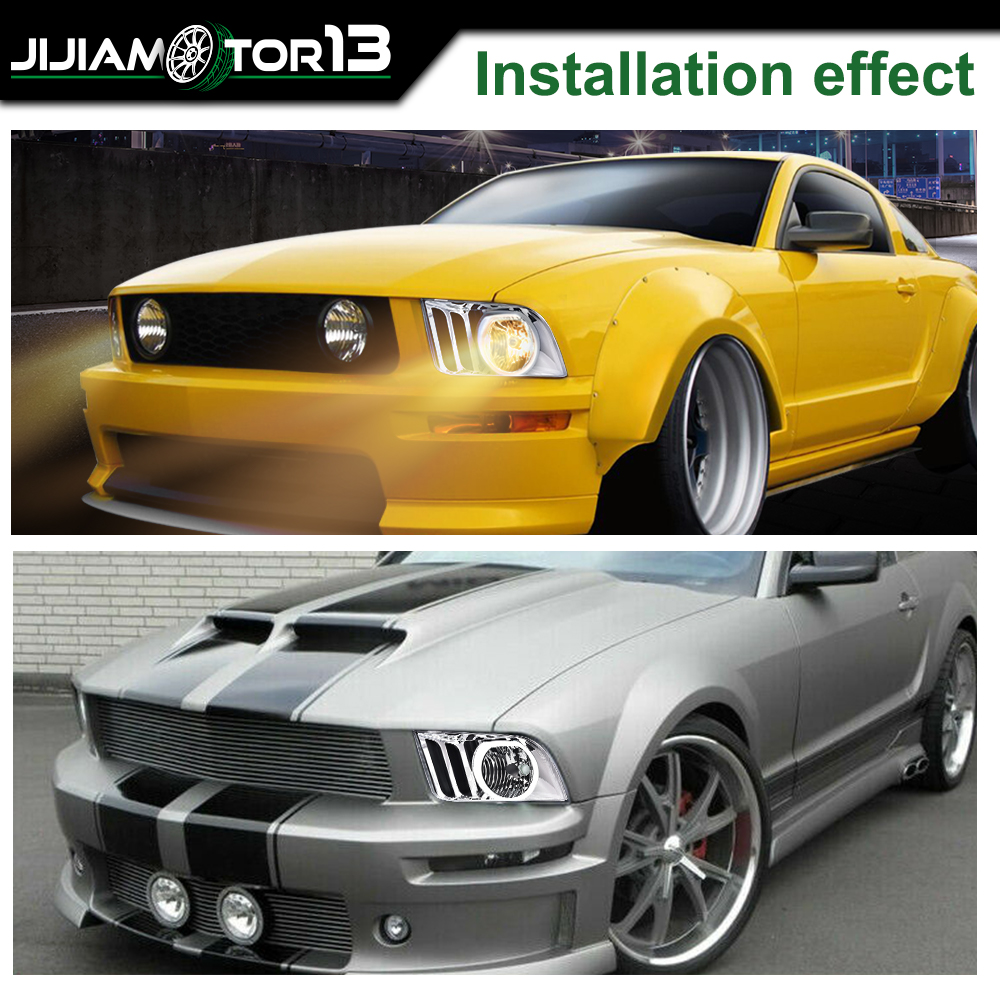 Carcasa cromada lente de humo faros halógenos lámpara apta para Ford Mustang 2005-2009 - Imagen 10 de 12