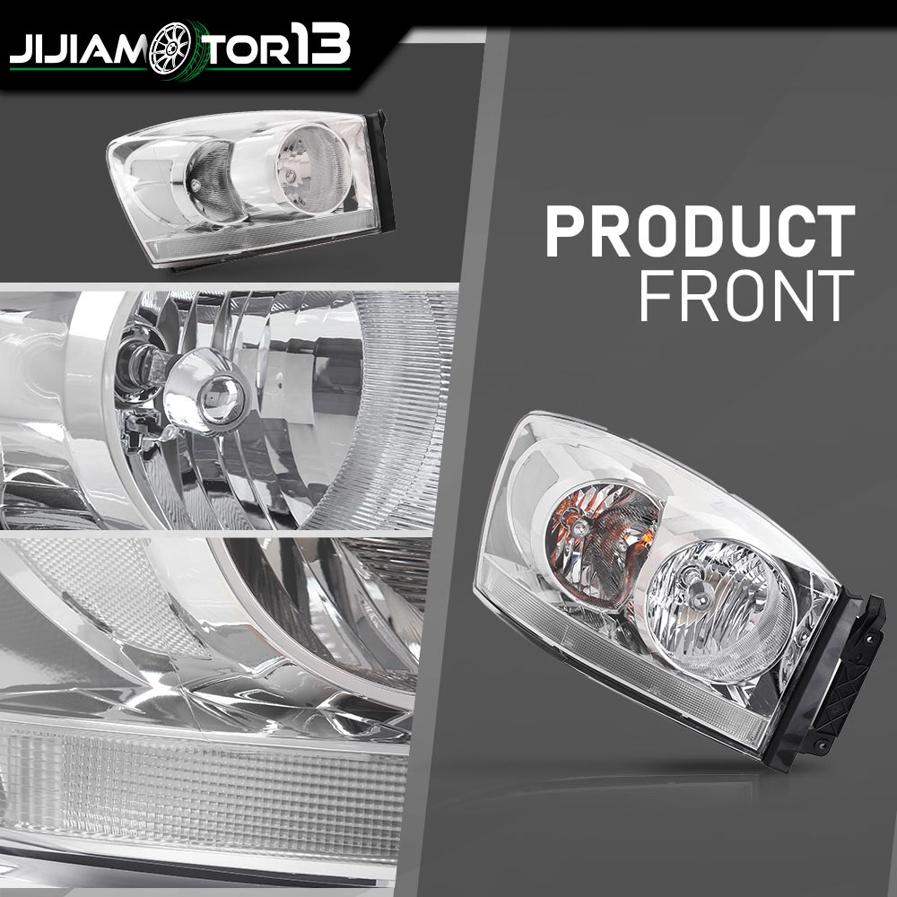 Chrome Bezel Headlights For 2006-2008 Dodge Ram 1500 2500 3500 – Pair Left+Right