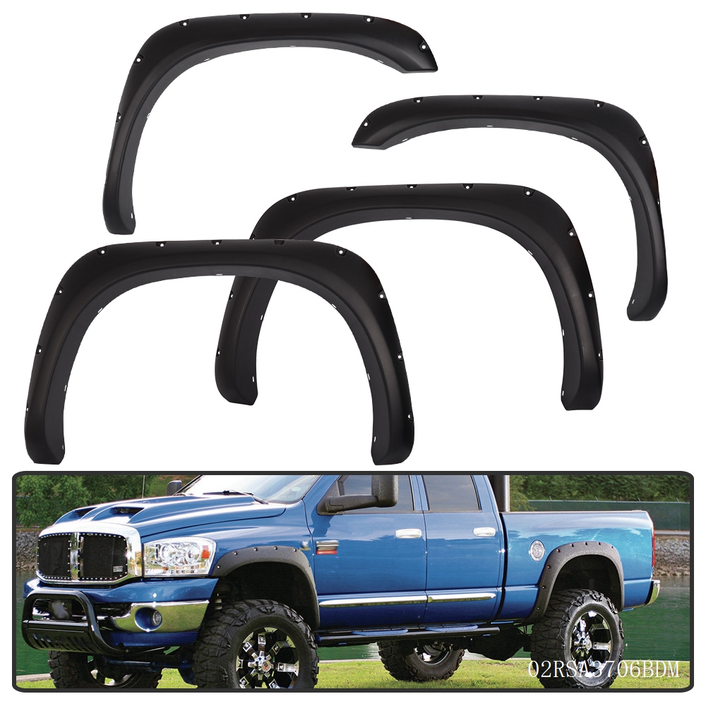 For 02-08 Ram 1500 03-09 Ram 2500//3500 Pocket Rivet Style Fender Flares Cover